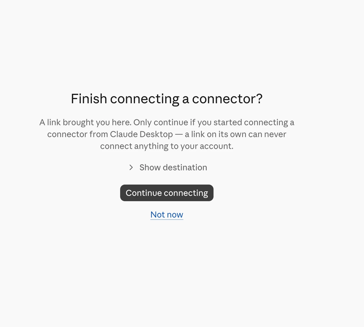 Claude asking to finish connecting the connector